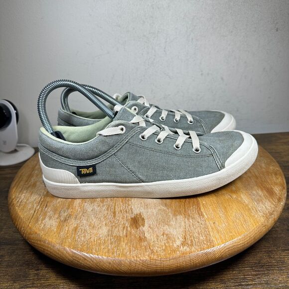 Teva Freewheel‎ Washed Canvas Green White Shoes Sneakers Women's Size 9 1004217 - Picture 1 of 8